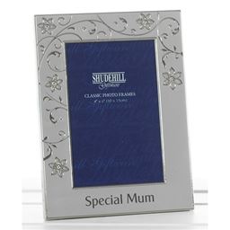 Silver Plate Jewel Petal Frame - Mum
